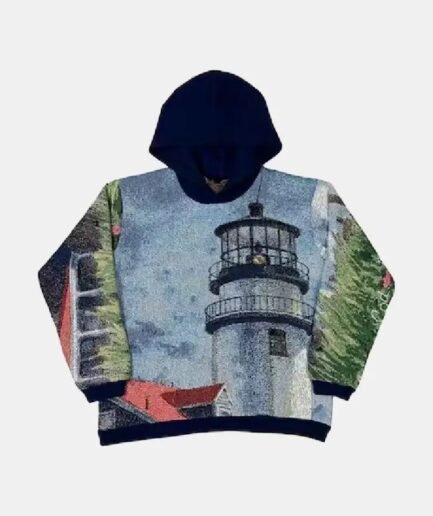 Lighthouse Print Tapestry Hoodie