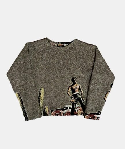 Woven Tapestry Sweater Gray